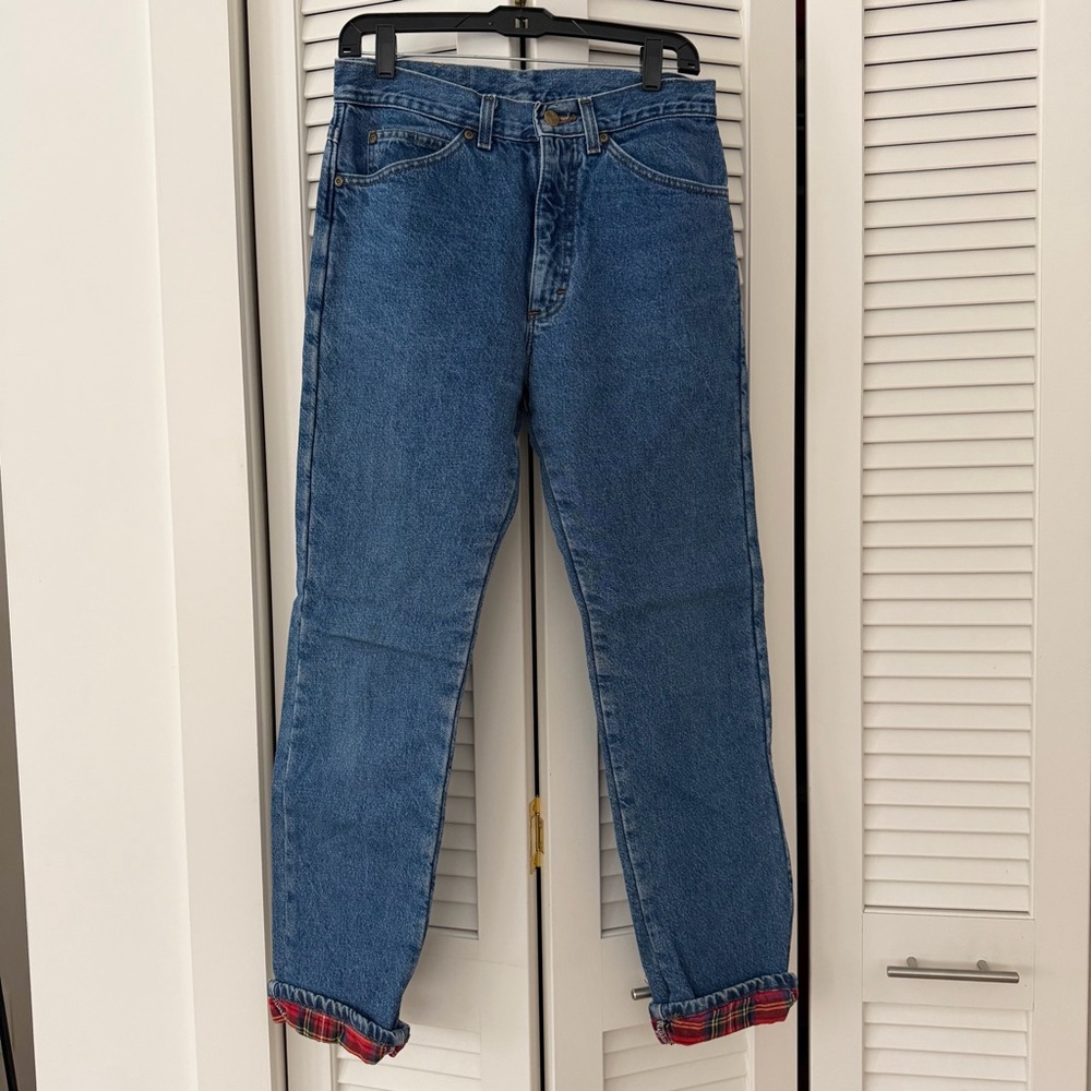 L.L. Bean Blue Straight Leg Flannel Lined Jeans